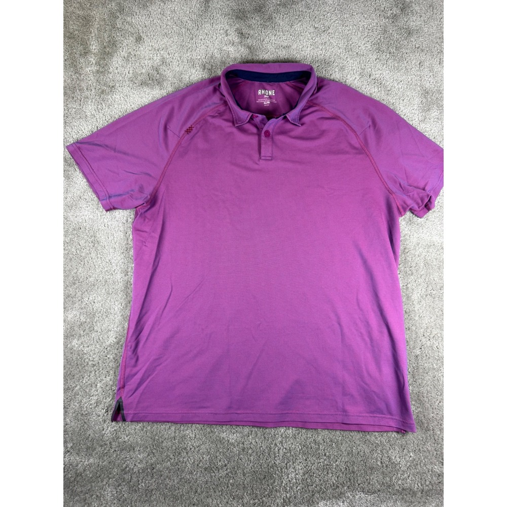 Rhone Delta Pique Polo Shirt Mens XL Purple Short Sleeve Raglan Stretch Golf